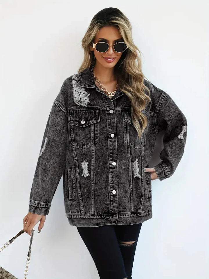 Levoire | Veste En Jean Déchirée Modèle Large Veste En Jean Pour Femmes