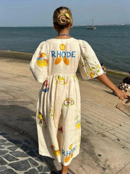 Levoire | Robe Midi À Manches Courtes Et Décolleté En V Robe D'Été