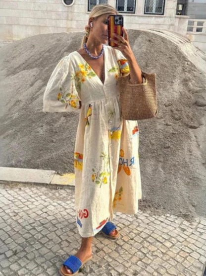 Levoire | Robe Midi À Manches Courtes Et Décolleté En V Robe D'Été