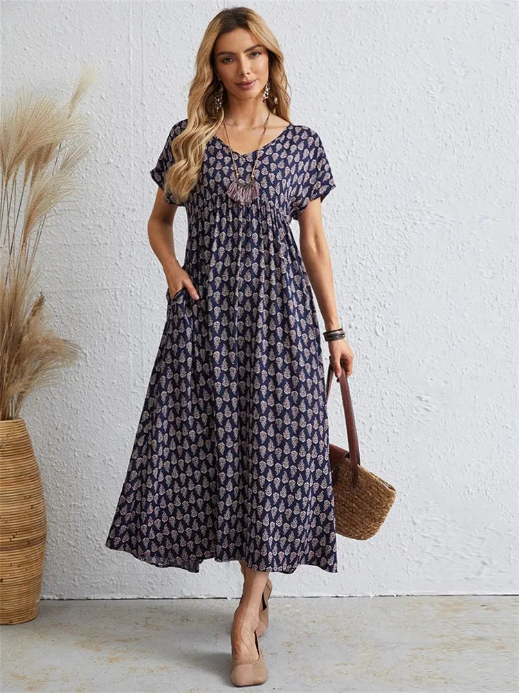 Levoire | Spacieux, Robe Vintage Décontractée Bleu foncé