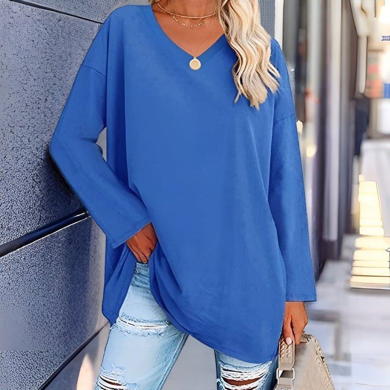 Levoire | Pull À Col En V À Manches Longues Mode Femme Bleu