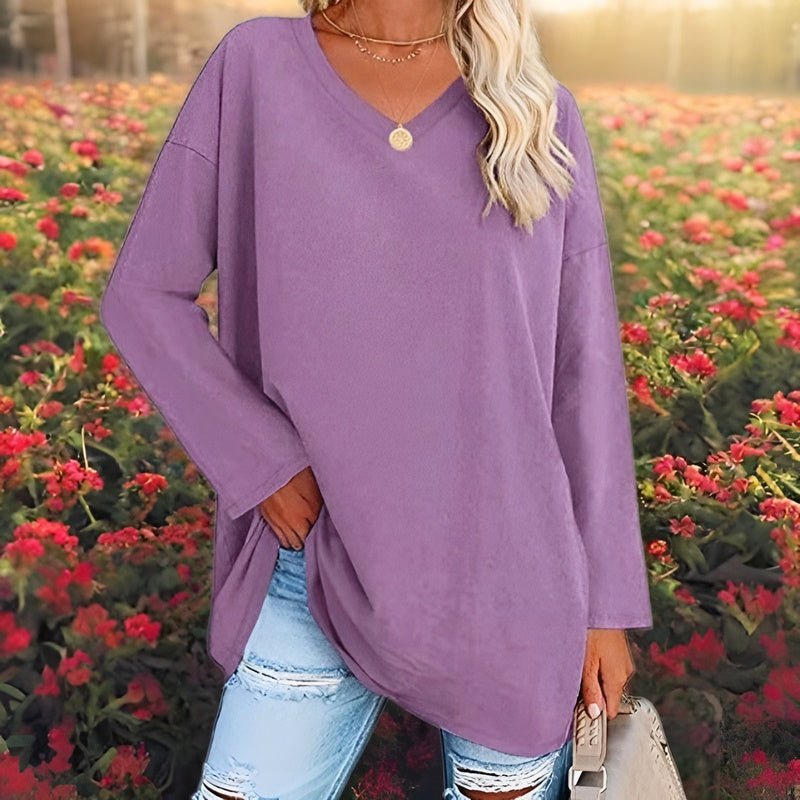 Levoire | Pull À Col En V À Manches Longues Mode Femme Violet