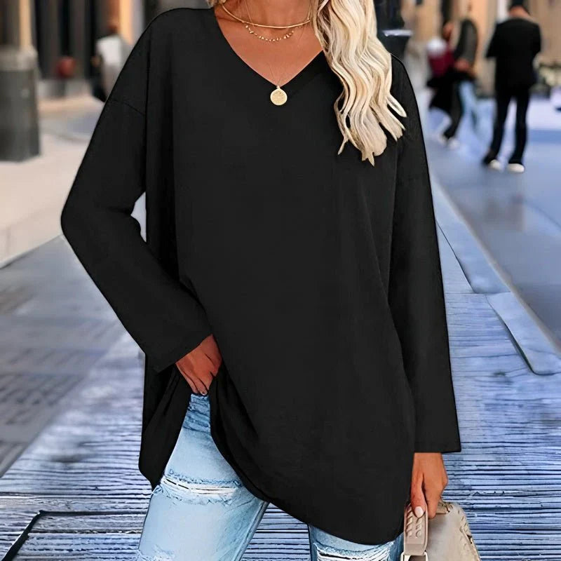 Levoire | Pull Grande Taille Avec Décolleté En V Pour Dames Noir