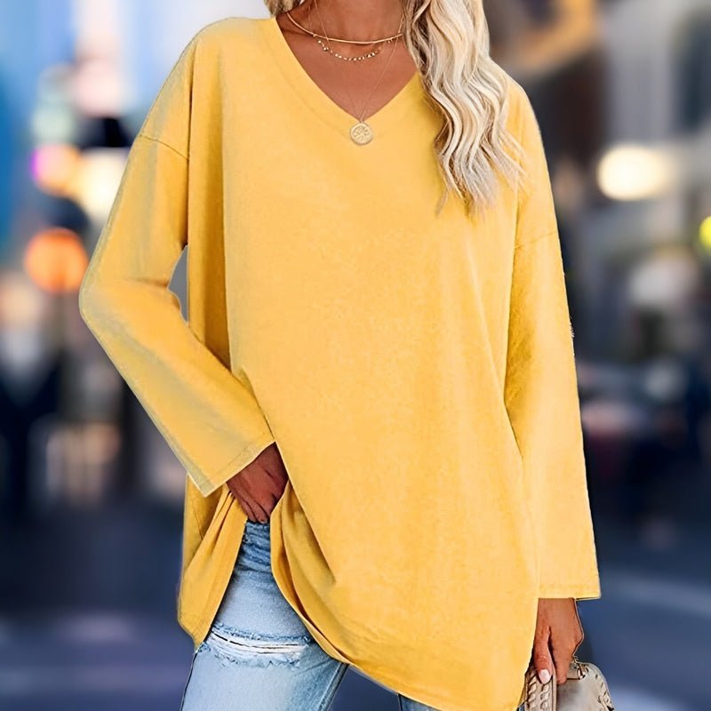 Levoire | Pull À Col En V À Manches Longues Mode Femme Jaune clair