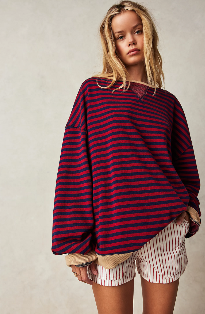 Levoire | Sweat-Shirt Coupe Ample Manches Longues Pull Rayé Vêtements Pour Femmes