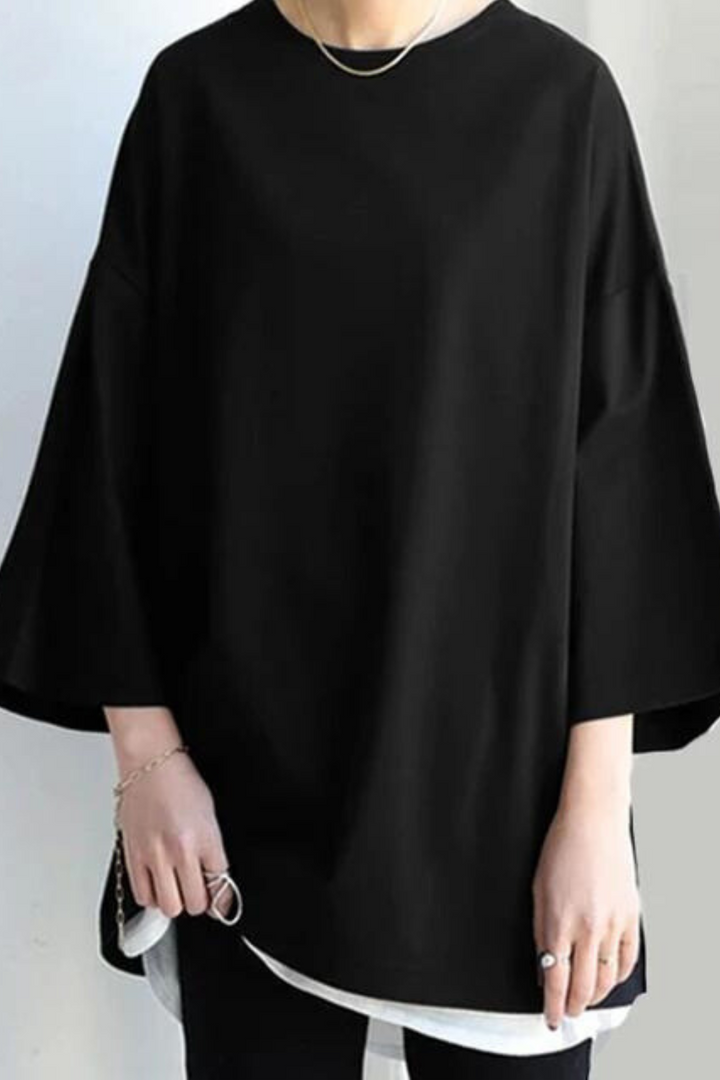 Levoire | T-Shirt Coupe Décontractée Col Rond T-Shirt À Manches Longues Vêtements Pour Femmes Noir