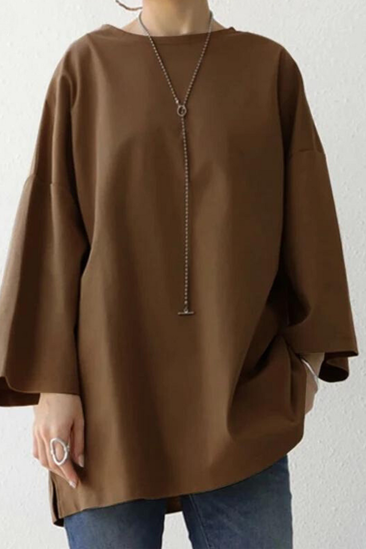 Levoire | T-Shirt Coupe Décontractée Col Rond T-Shirt À Manches Longues Vêtements Pour Femmes Braun