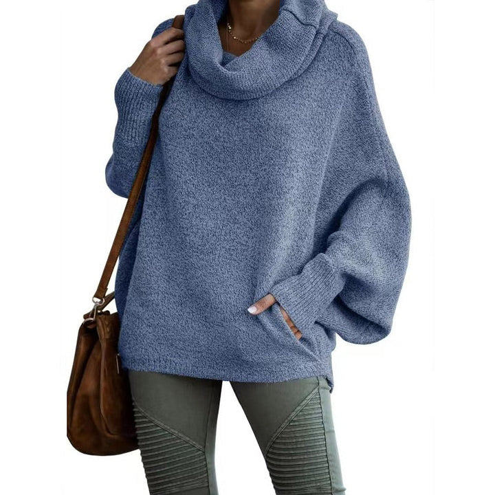 Levoire | Manches Chauve-Souris Pull À Col Roulé Pull Femmes Tricot Bleu