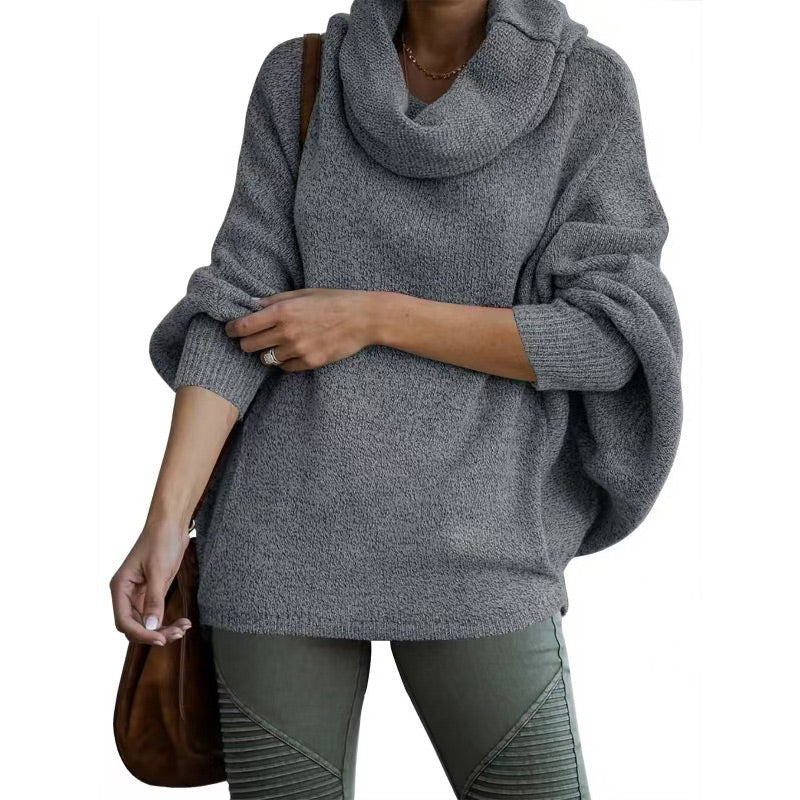 Levoire | Manches Chauve-Souris Pull À Col Roulé Pull Femmes Tricot Gris foncé
