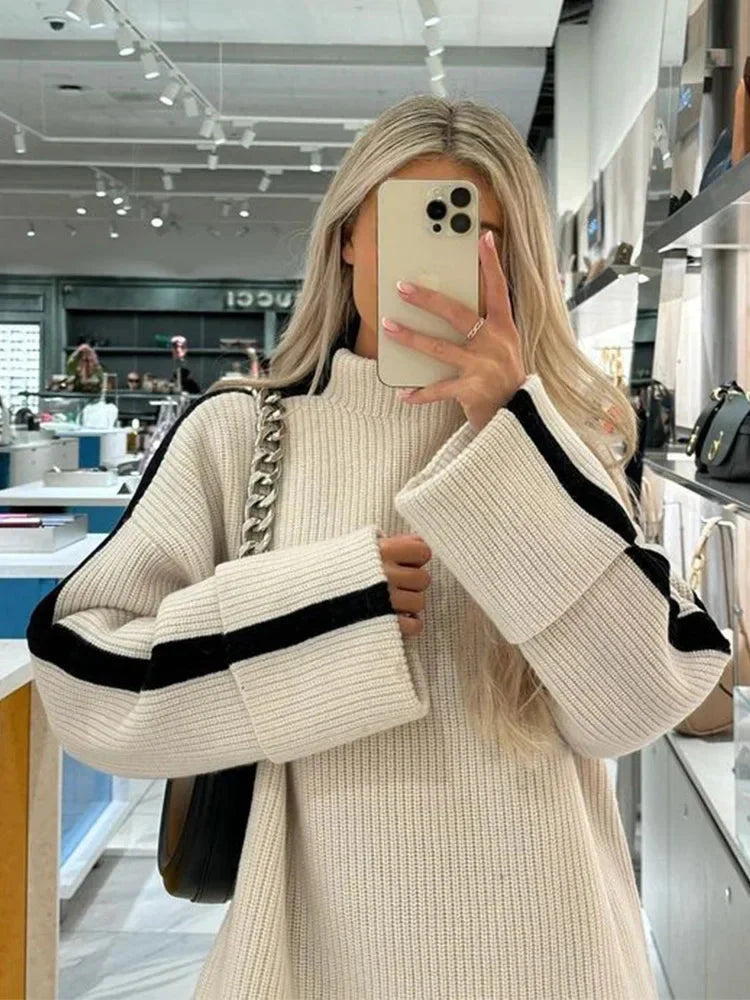 Levoire | Coupe Décontractée Pull À Col Roulé Pull En Tricot Vêtements Pour Femmes