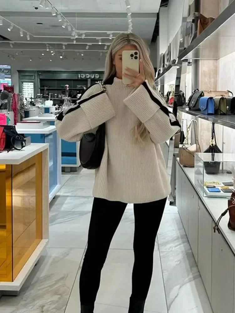 Levoire | Coupe Décontractée Pull À Col Roulé Pull En Tricot Vêtements Pour Femmes