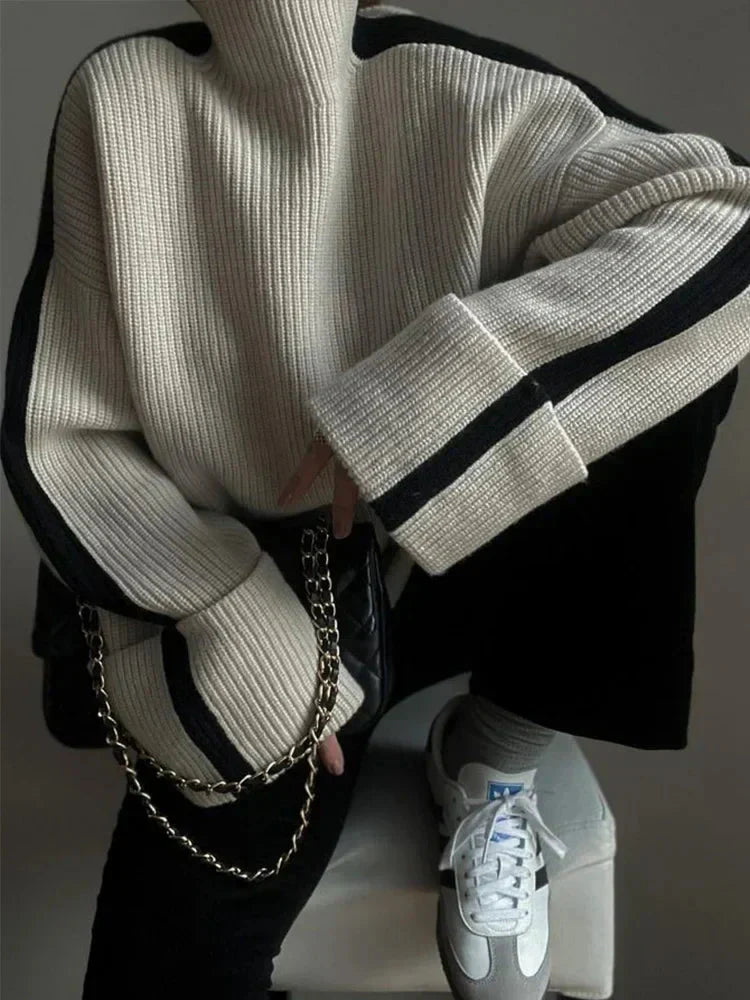 Levoire | Coupe Décontractée Pull À Col Roulé Pull En Tricot Vêtements Pour Femmes