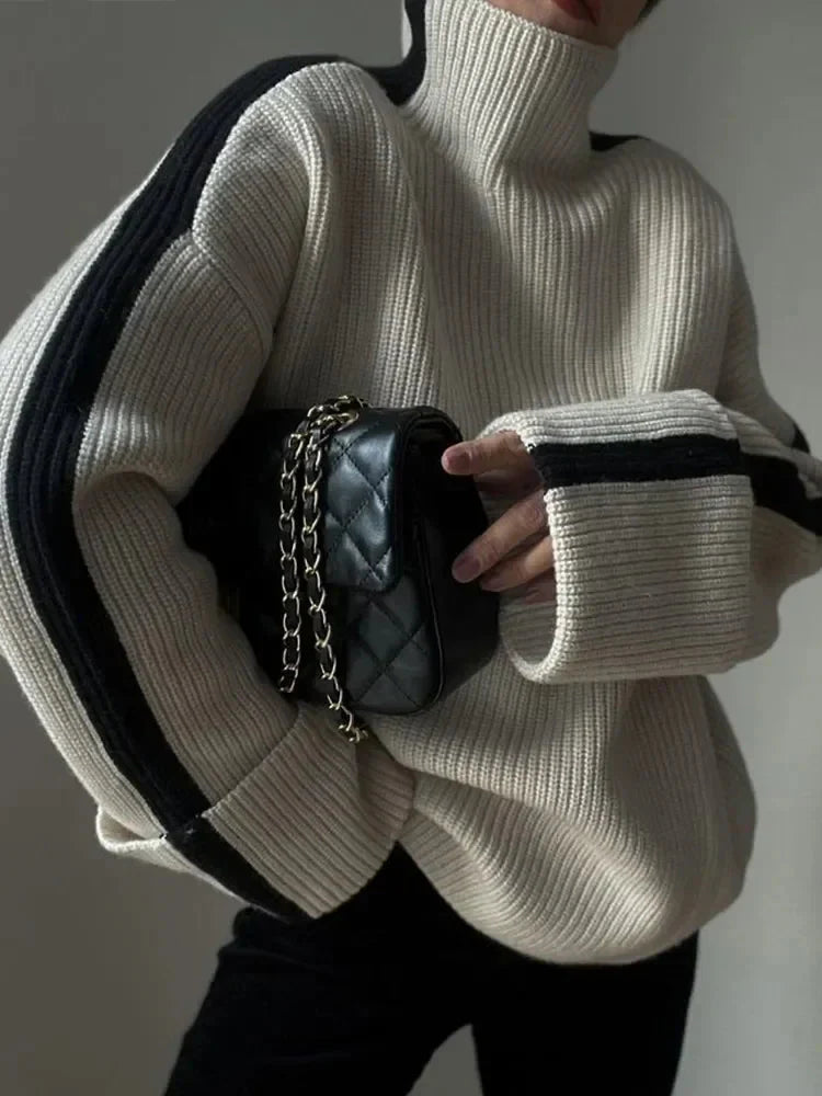 Levoire | Coupe Décontractée Pull À Col Roulé Pull En Tricot Vêtements Pour Femmes