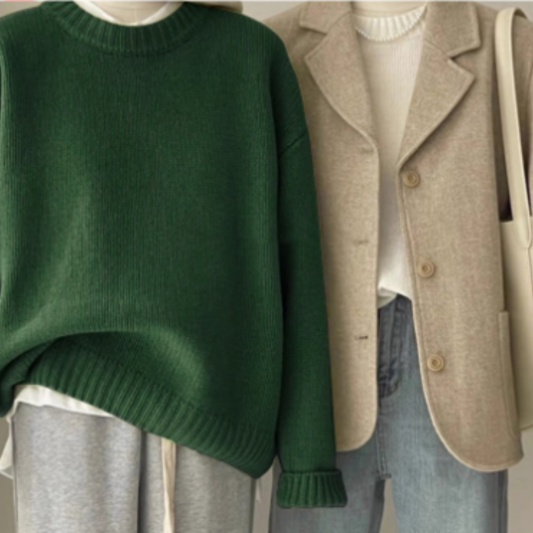 Levoire | Pull En Tricot À Encolure Ronde Chaude Pour Femmes Vert Une taille