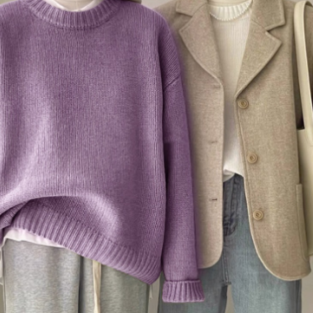 Levoire | Pull En Tricot À Encolure Ronde Chaude Pour Femmes Lilas Une taille