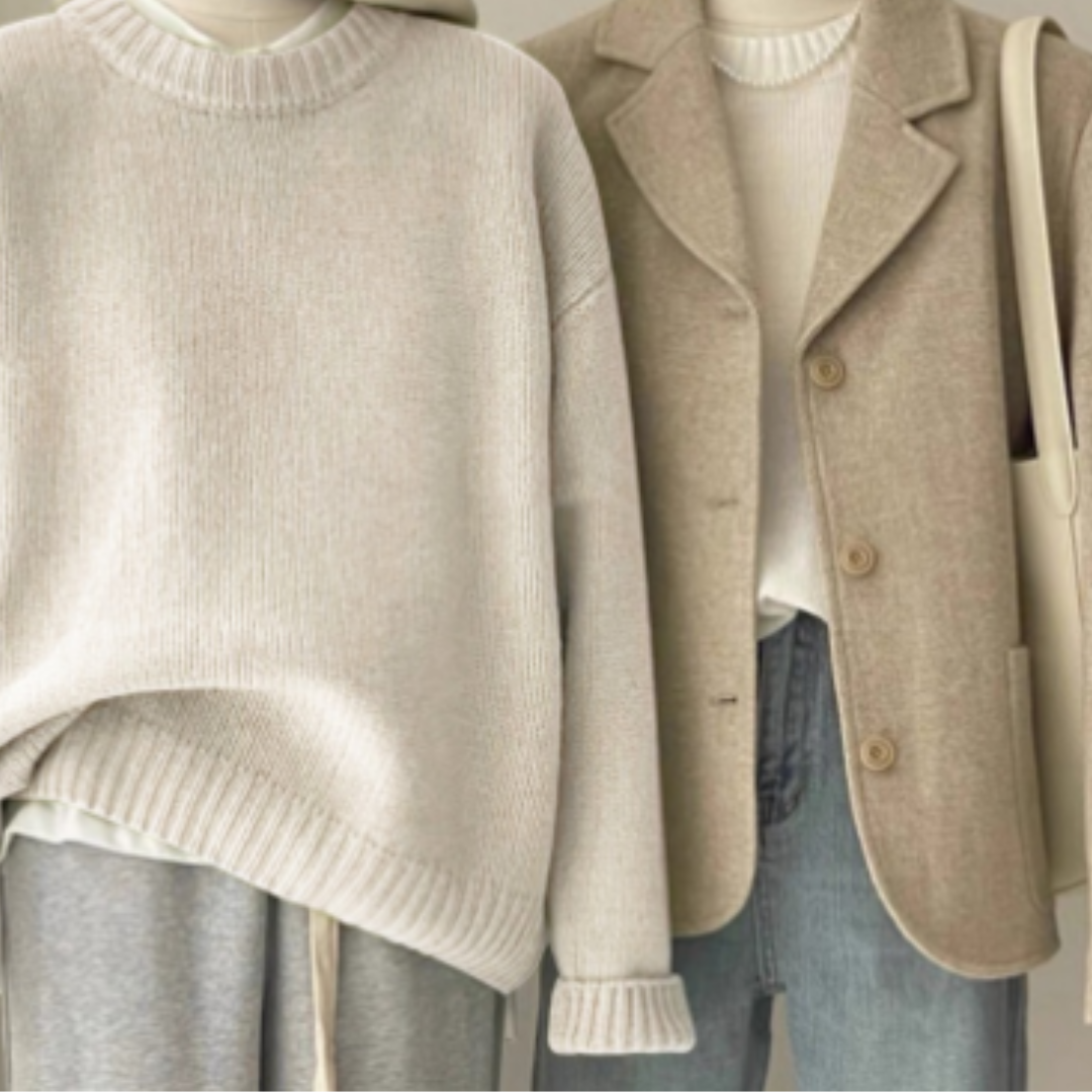 Levoire | Pull En Tricot À Encolure Ronde Chaude Pour Femmes Beige Une taille