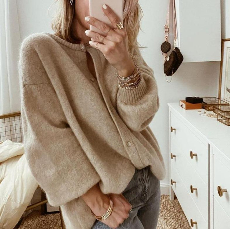 Levoire | Gilet Beige Fermeture À Boutons Gilet Tricoté Femme
