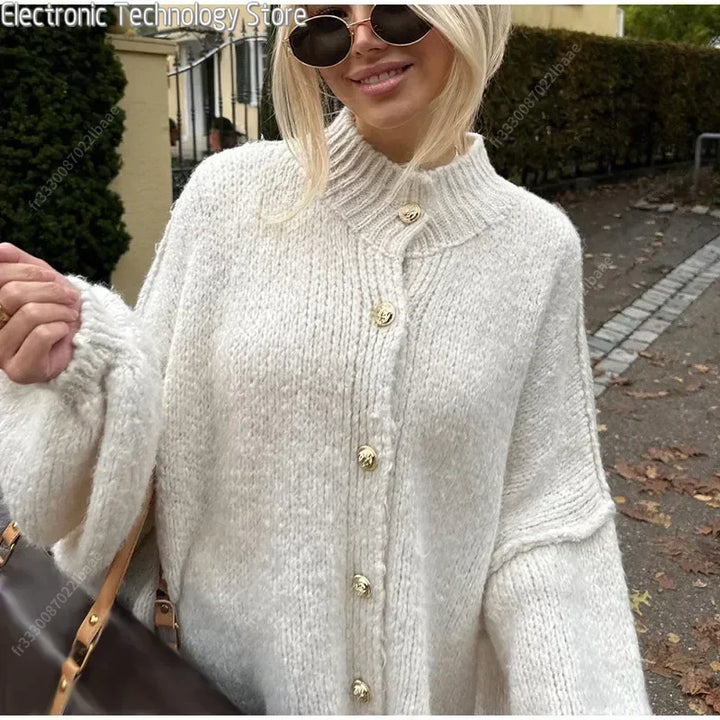 Levoire | Fermeture À Bouton Gilet En Tricot Épais Gilet Pour Femmes Blanc