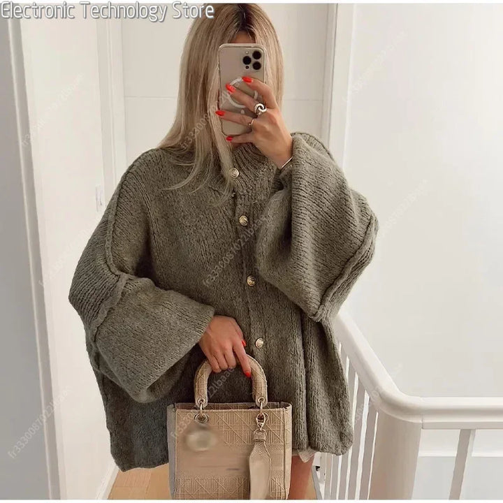 Levoire | Fermeture À Bouton Gilet En Tricot Épais Gilet Pour Femmes Vert