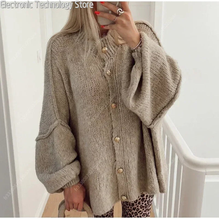 Levoire | Fermeture À Bouton Gilet En Tricot Épais Gilet Pour Femmes Braun