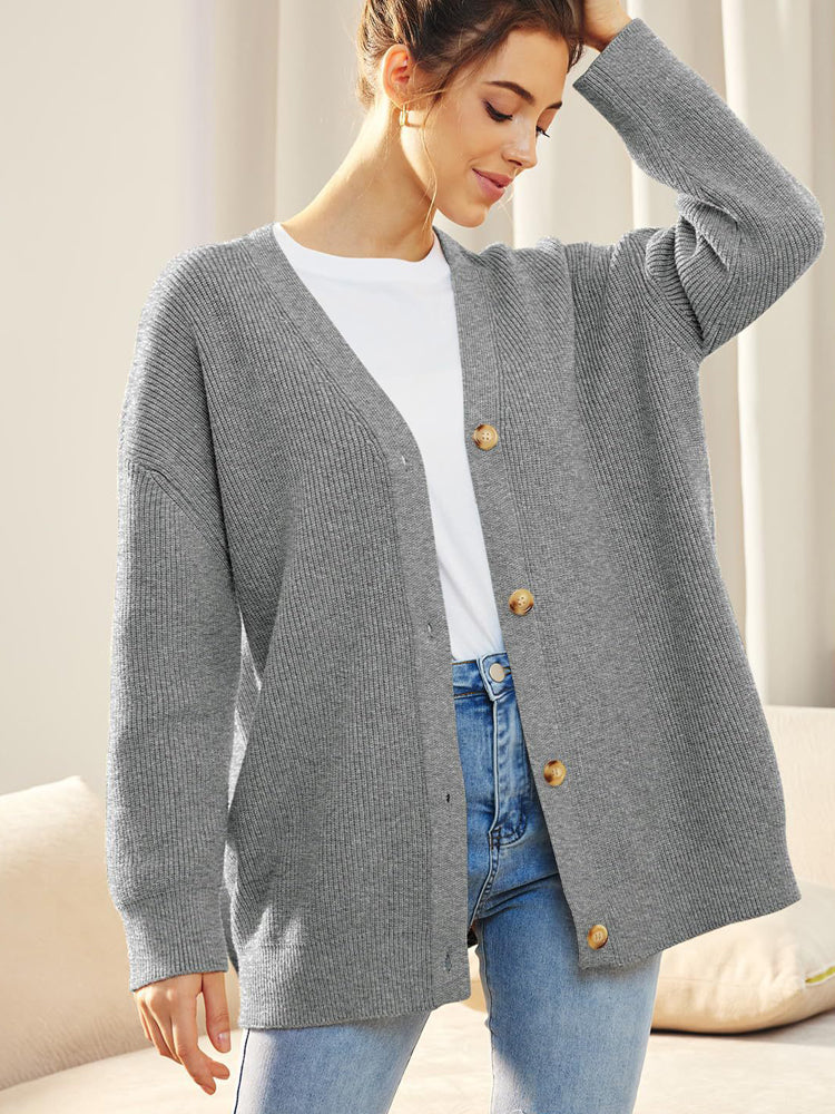 Levoire | Gilet Femme En Tricot Avec Patte De Boutonnage Et Décolleté En V Gris