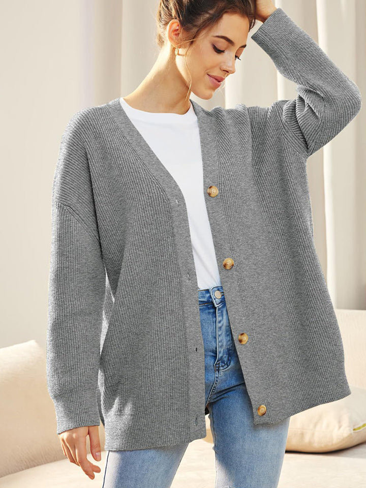 Levoire | Gilet Femme En Tricot Avec Patte De Boutonnage Et Décolleté En V Gris