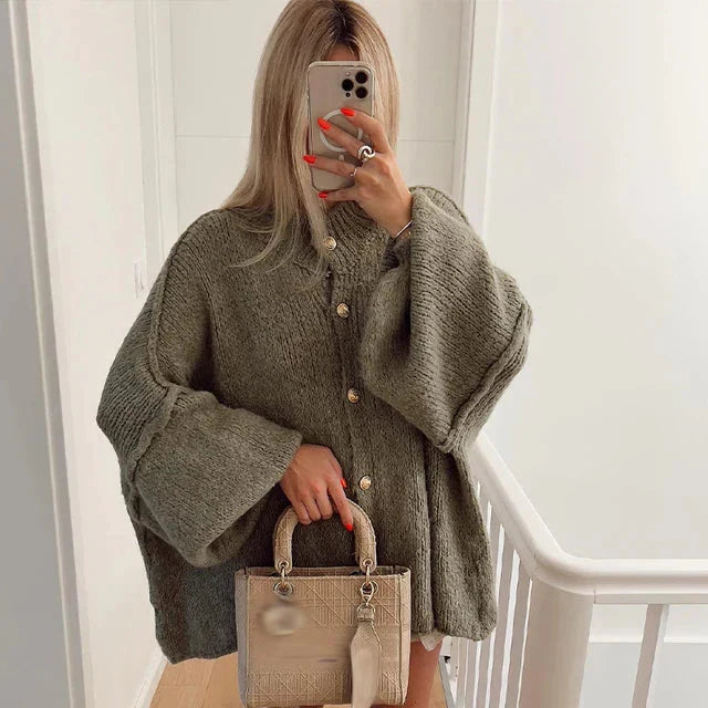 Levoire | Veste À Boutons Chauds Tricot Femme Vert