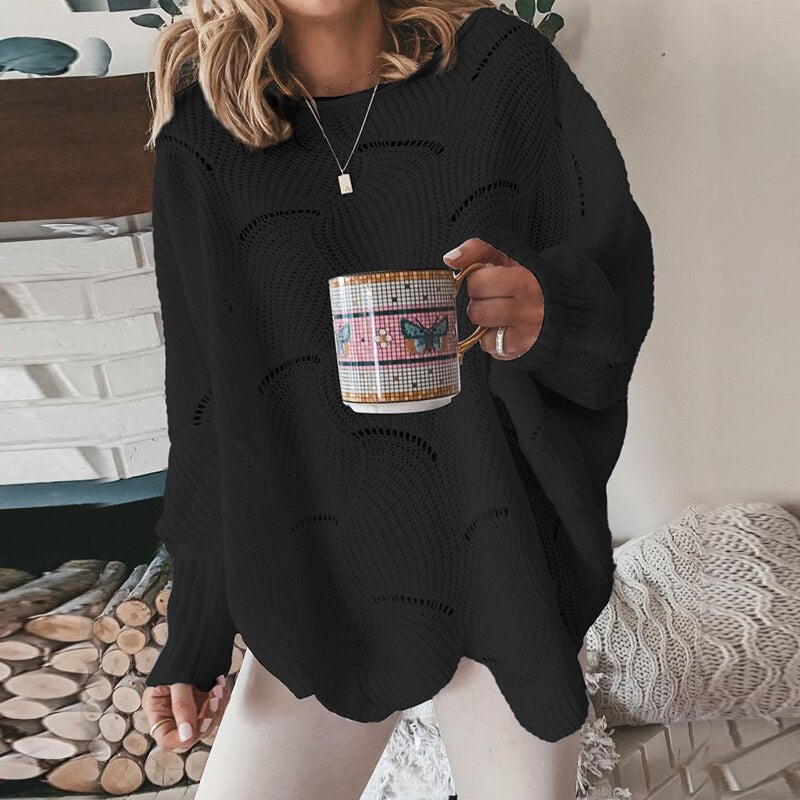 Levoire | Modèle Large Au Crochet Pull En Tricot Col Bateau Pull Noir