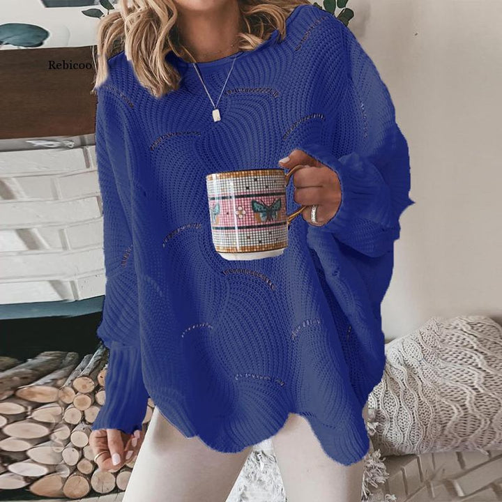Levoire | Modèle Large Au Crochet Pull En Tricot Col Bateau Pull Bleu foncé
