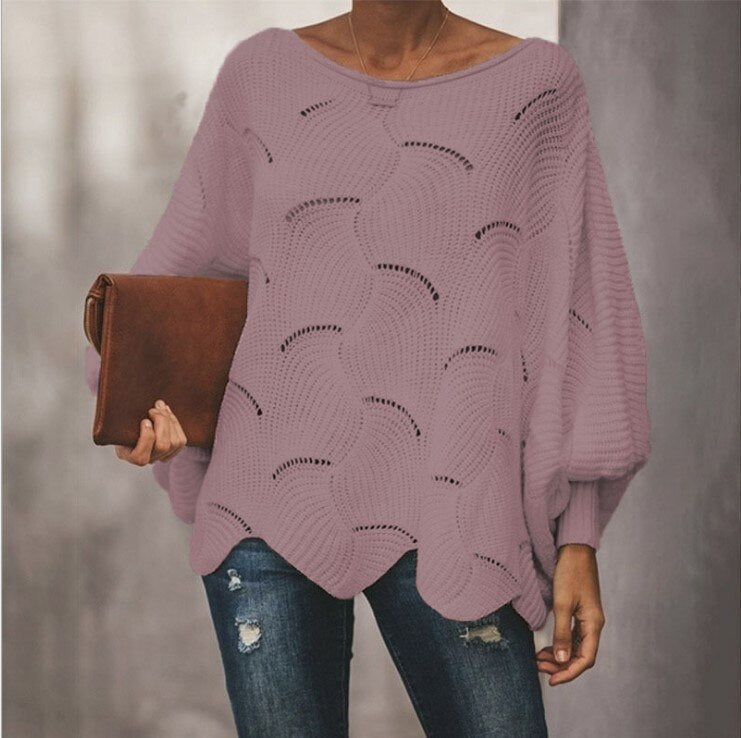 Levoire | Modèle Large Au Crochet Pull En Tricot Col Bateau Pull Lilas