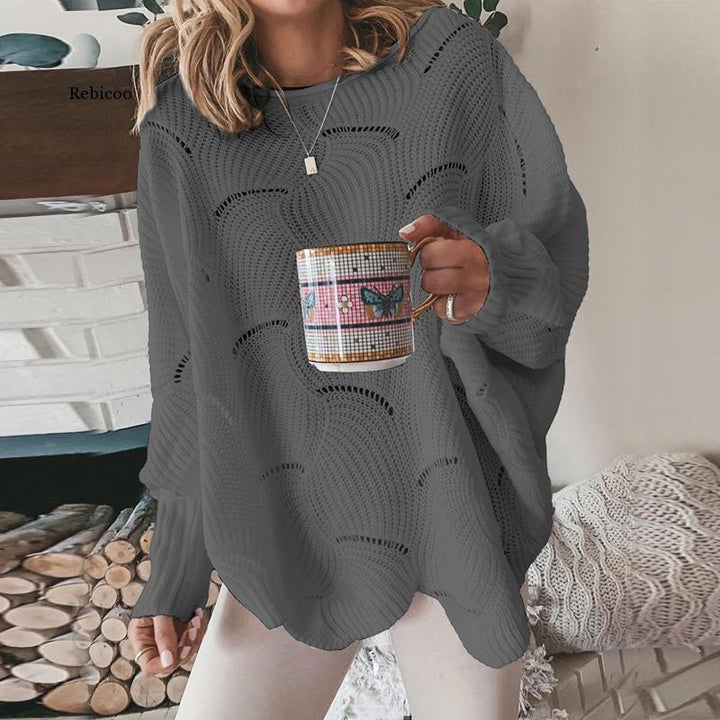 Levoire | Modèle Large Au Crochet Pull En Tricot Col Bateau Pull Gris