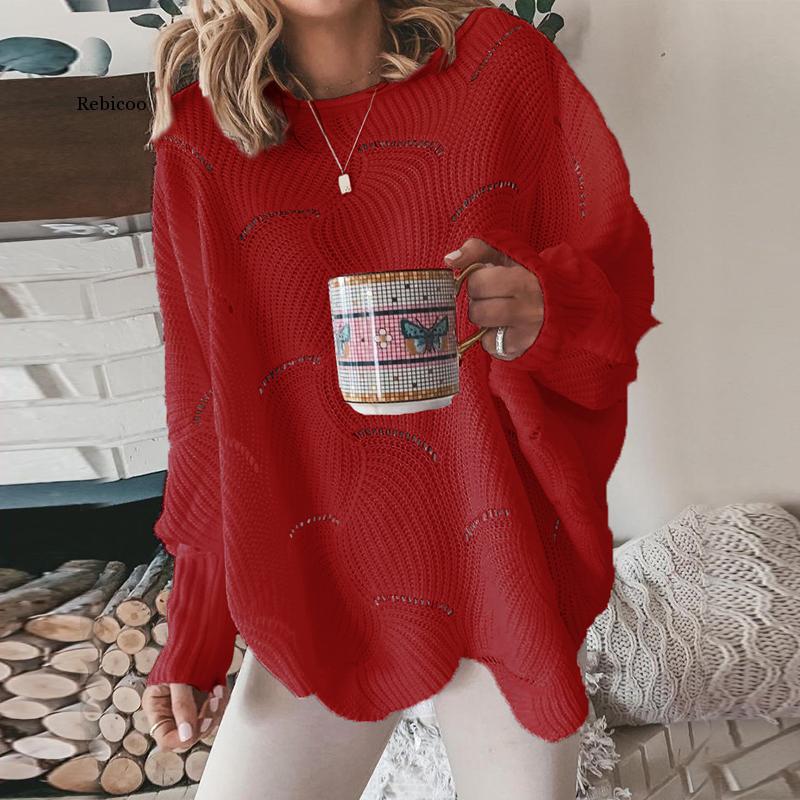 Levoire | Modèle Large Au Crochet Pull En Tricot Col Bateau Pull Rot