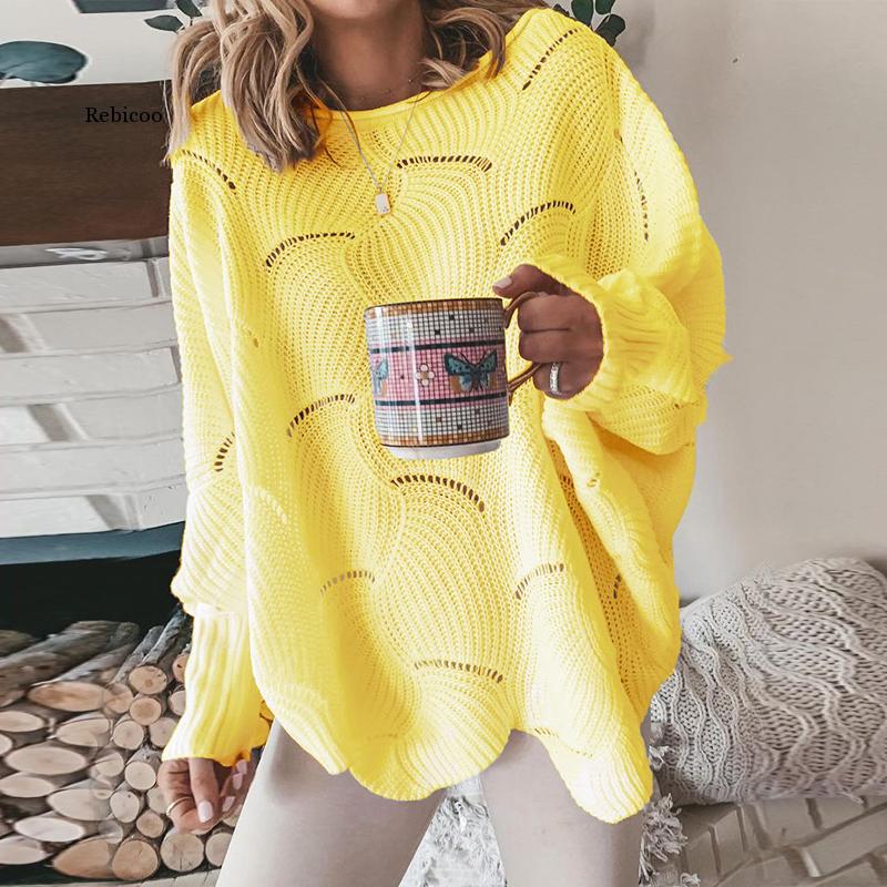 Levoire | Modèle Large Au Crochet Pull En Tricot Col Bateau Pull Jaune