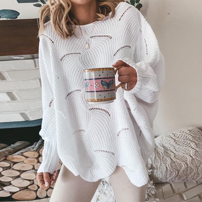 Levoire | Modèle Large Au Crochet Pull En Tricot Col Bateau Pull Blanc