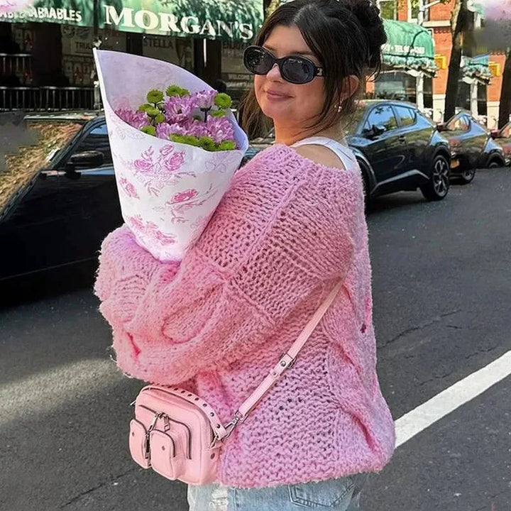 Levoire | Pull Décontracté Tricoté Lâche Vêtements Pour Femmes Rosa