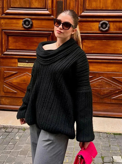 Levoire | Pull Chaud Tricoté Pull Femme Noir Une taille