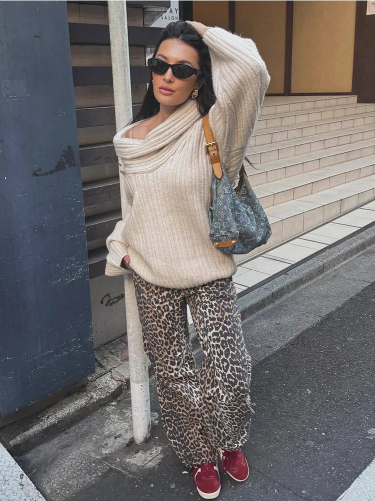 Levoire | Pull Chaud Tricoté Pull Femme Beige Une taille