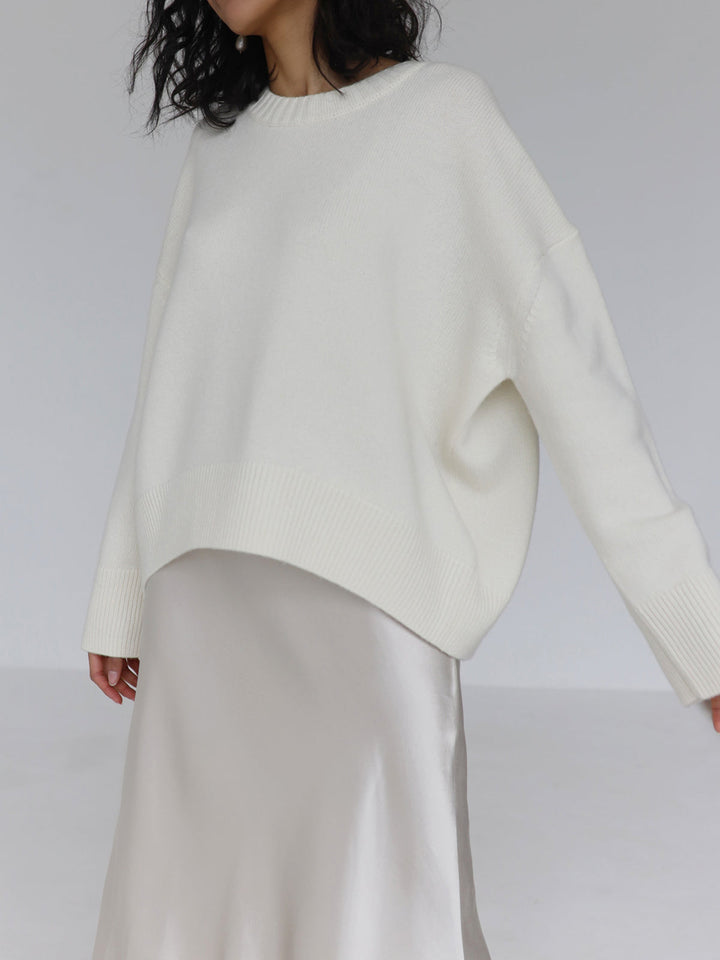 Levoire | Pull En Maille Chaude À Encolure Ronde Pour Femmes Blanc