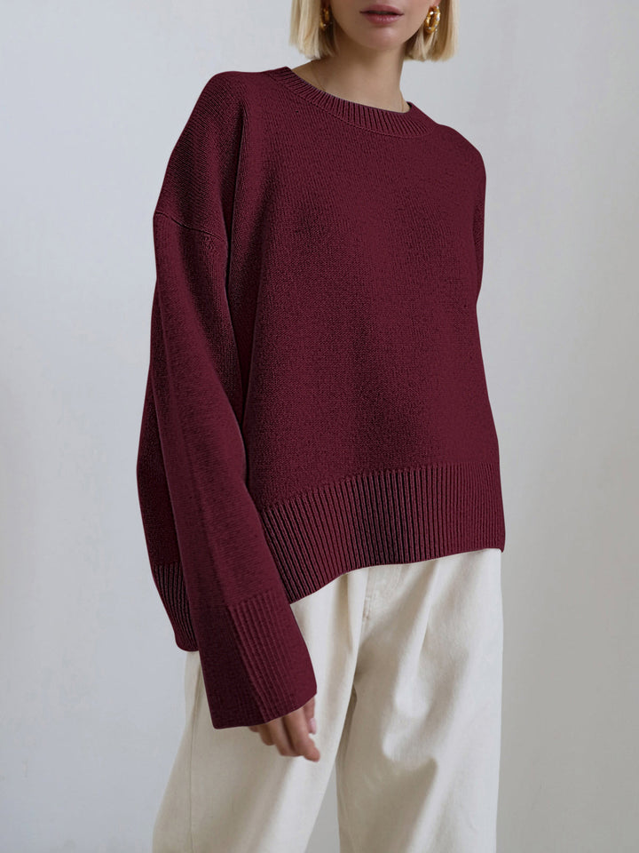Levoire | Pull En Maille Chaude À Encolure Ronde Pour Femmes Bourgogne