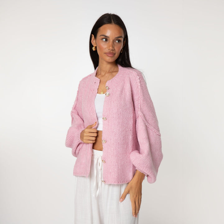 Levoire | Gros Bouton De Fermeture Gilet Tricoté Gilet Pour Femmes