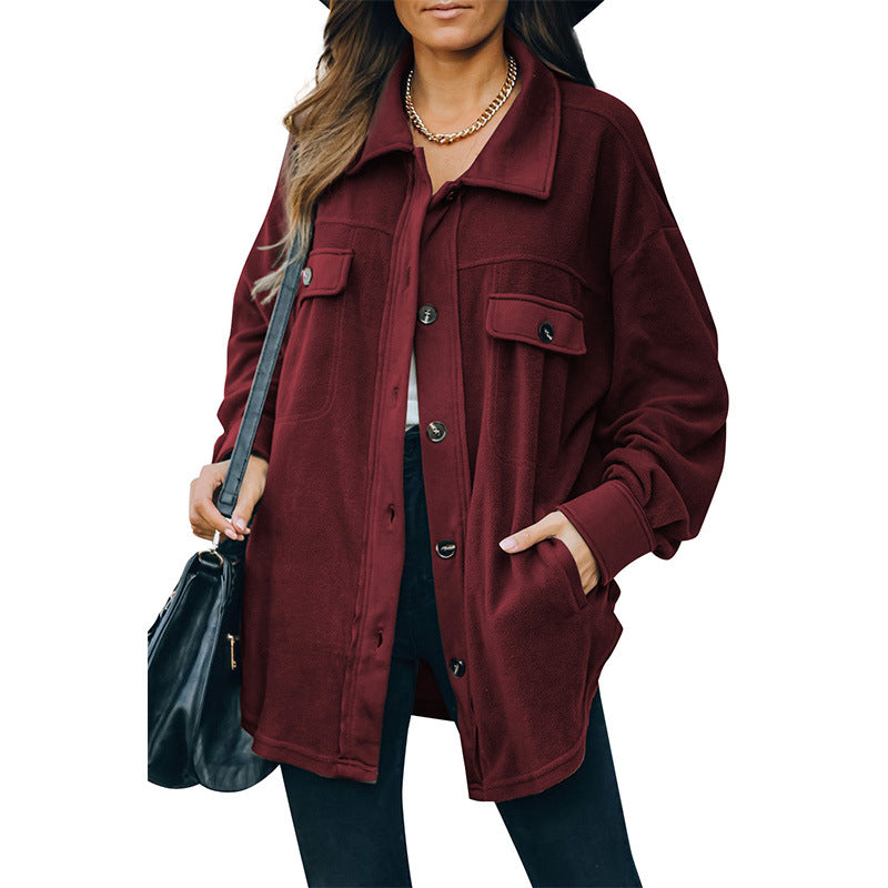 Levoire | Grande Taille Gilet En Polaire Chaud Pour Femmes Avec Boutons Rouge bourgogne