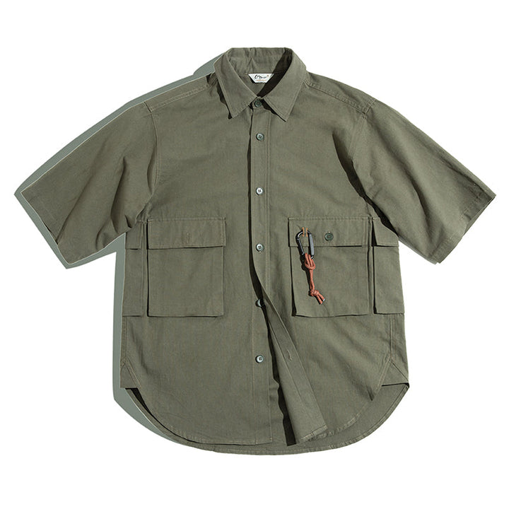 Levoire | Chemise D'Extérieur Vintage À Manches Courtes Vert