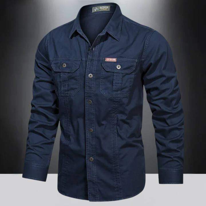 Levoire | Chemise Cargo En Coton Bleu