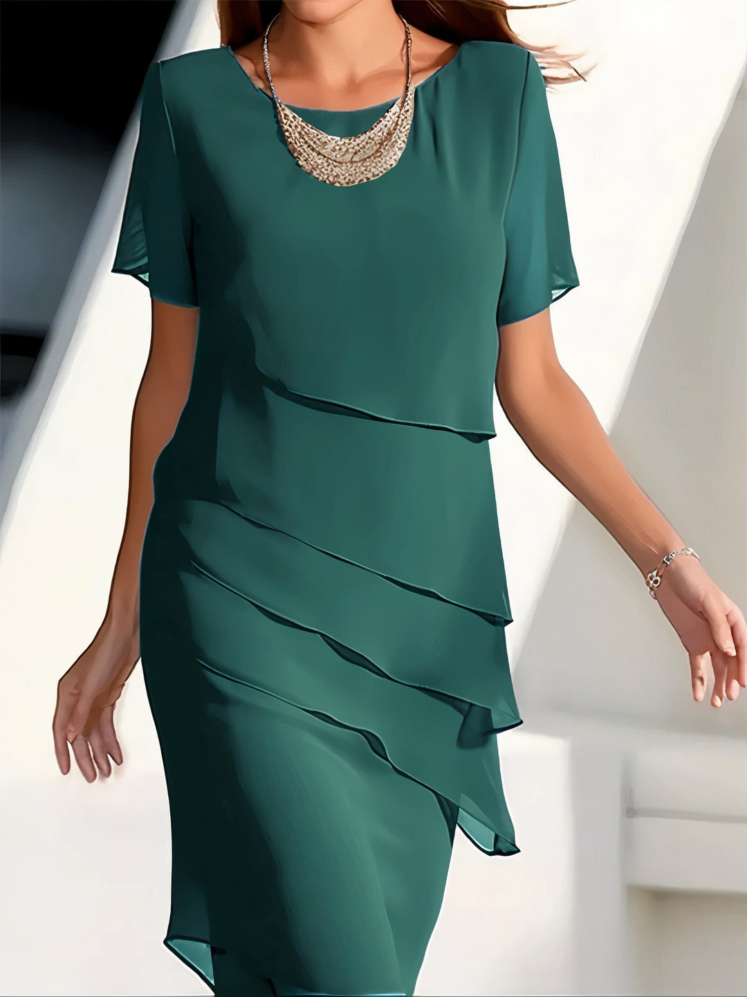 Levoire | Robe plissée en mousseline de soie Vert