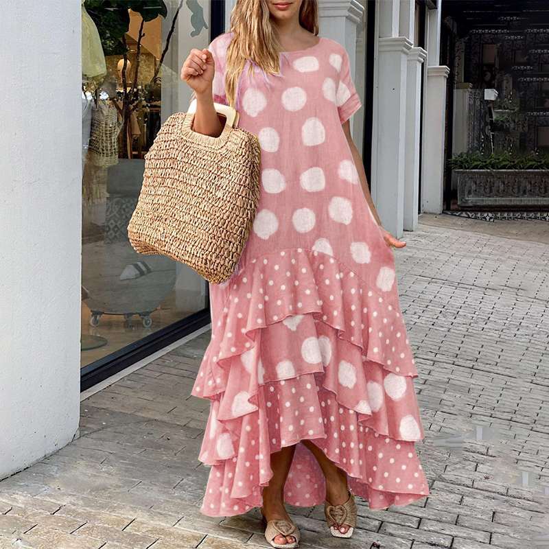 Levoire | Robe D'Été Longue Rose - Volants