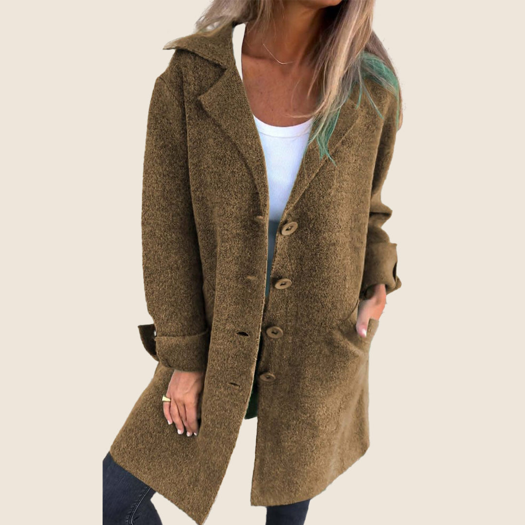 Levoire | Manteau Casual Oversize Avec Revers Marron Olive