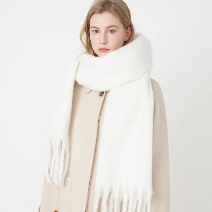 Levoire | Luxueux Chaud Cachemire Doux Écharpe Blanc