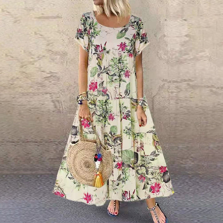 Levoire | Robe longue avec fleurs en look vintage Pourpre