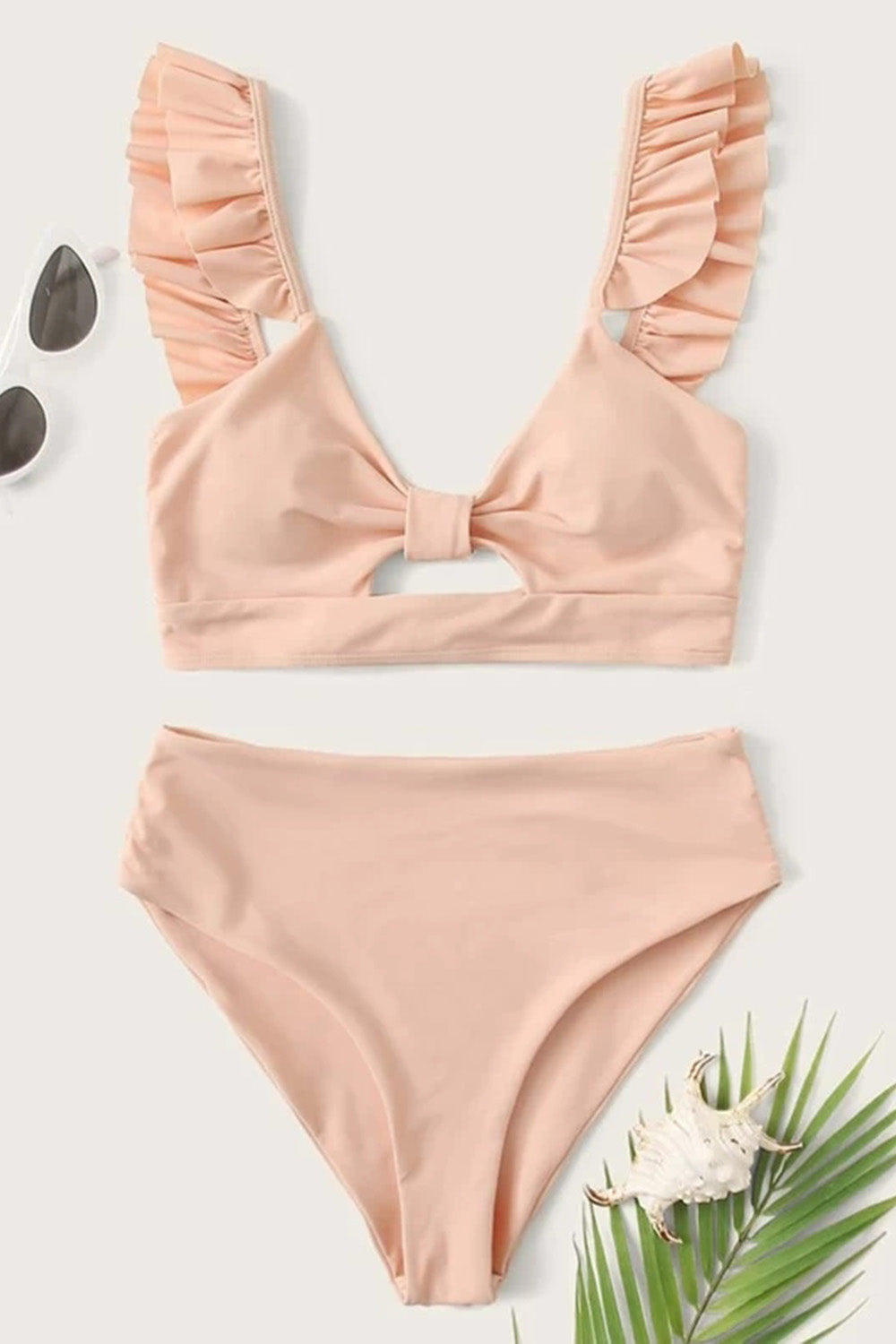 Levoire | Trim Knot Front Haut-Coupé Bikini Maillot de Bain Rosa