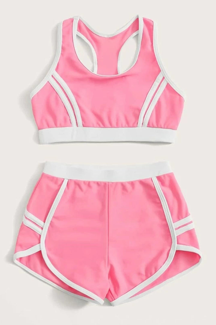 Levoire | Haut sans manches à lien contrastant avec short de bikini